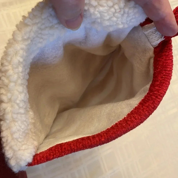 Striped White And Red Knit Fleece Cuff Bells Christmas Stocking - Picture 4 of 4
